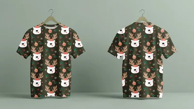 Футболки с полной запечаткой: різдвяні ведмедики